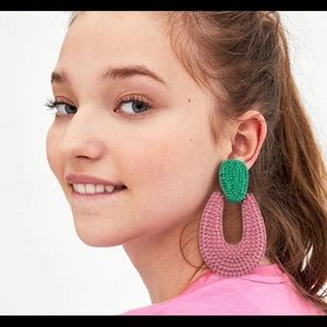 Zara pink green statement earrings